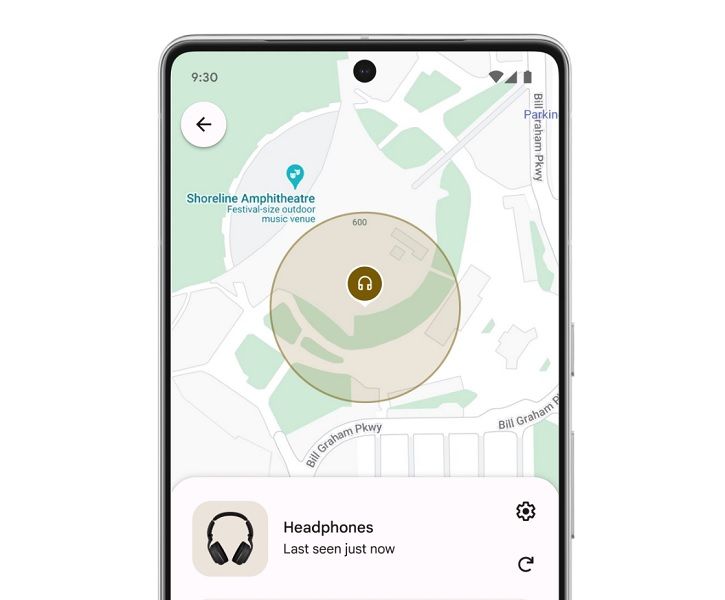 Find My Device network's new map for locating lost devices.