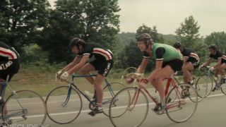 A group of bikers on a road in Breaking Away