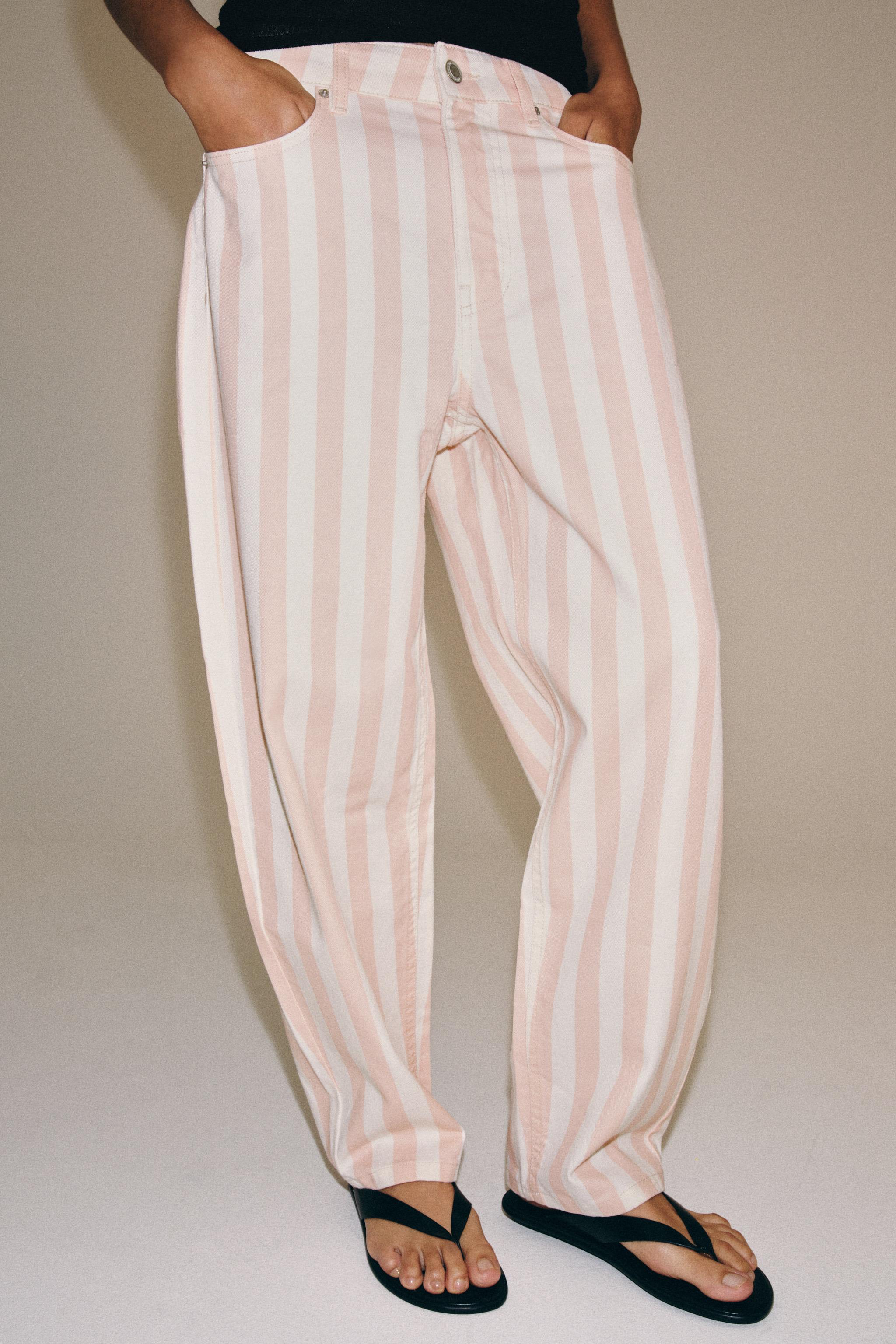 Zw Collection Mid-Rise Tapered Stripe Jeans - Striped - 26 (us 2)