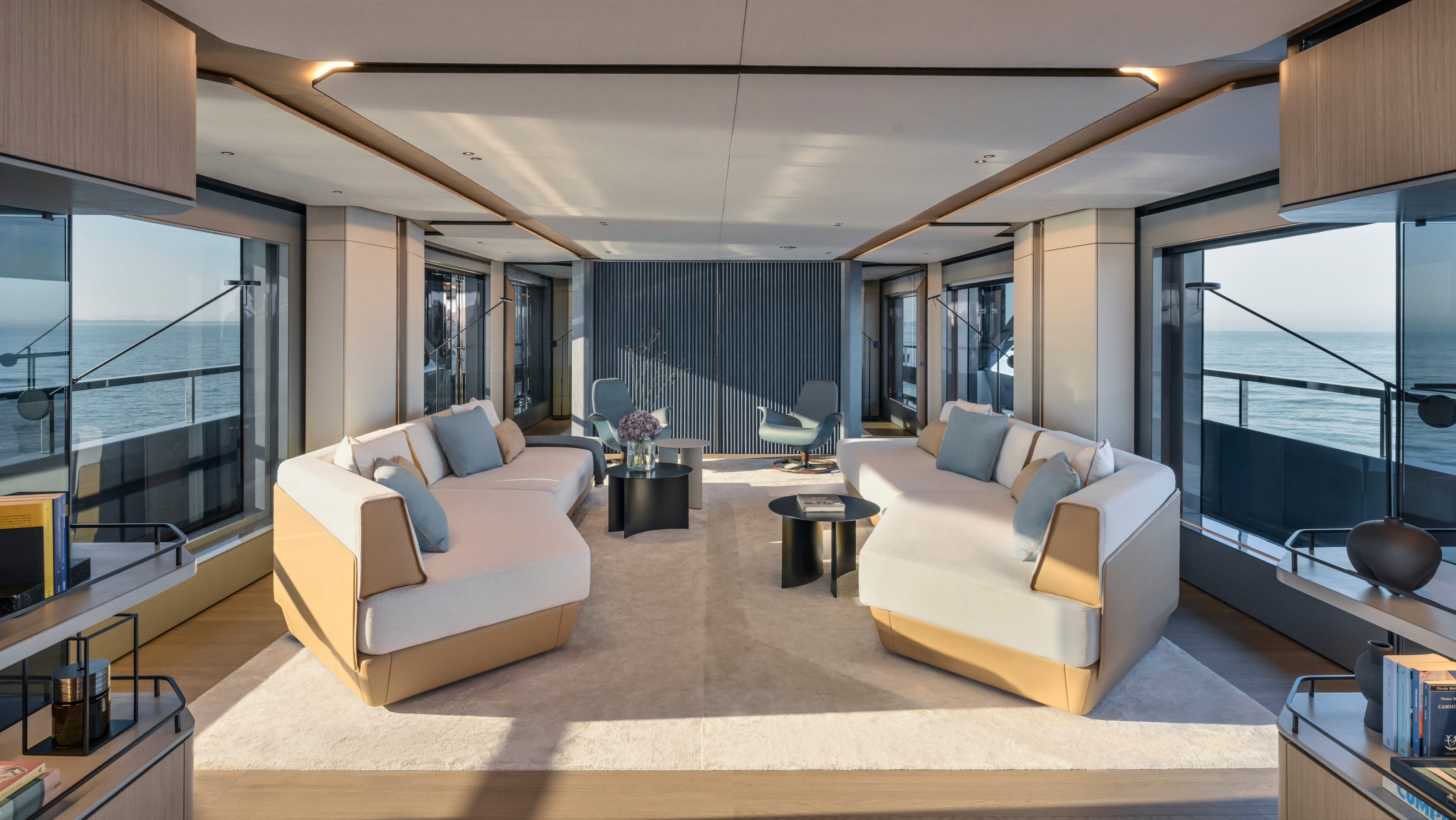 The main salon on Azimut's 38m Grande Trideck