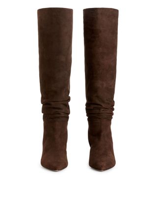 Slouchy Suede Boots - Dark Brown - Arket Gb