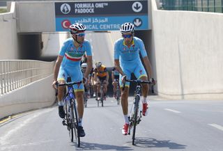 Vincenzo Nibali and Fabio Aru get out of the saddle