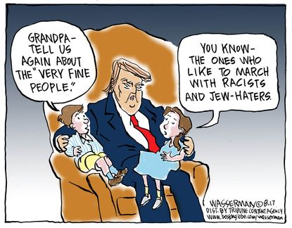 Political cartoon U.S. Trump racism Nazi Charlottesville very fine people