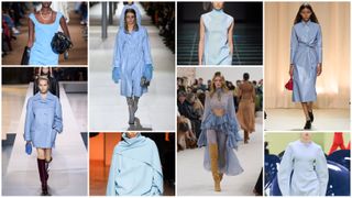 The fall 2024 blue color trend at Miu Miu, Gucci, Louis Vuitton, Bottega Veneta, Prada, Chloé, Bally, and Jil Sander