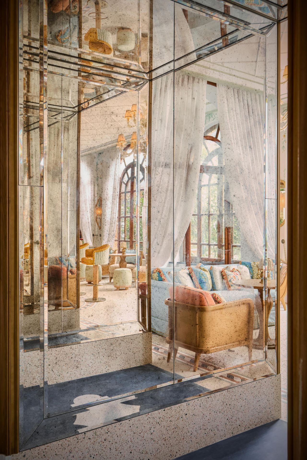 Interior and exterior shots of the Splendido hotel in Portofino, Italy