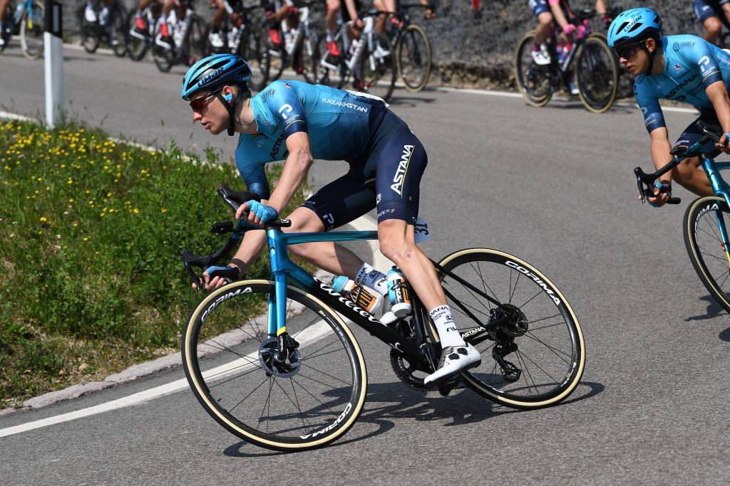 RIVA DEL GARDA ITALY APRIL 23 Aleksander Vlasov of Russia and Team Astana Premier Tech during the 44th Tour of the Alps 2021 Stage 5 a 1209km stage from Valle del Chiese Idroland to Riva del Garda TourofTheAlps TouroftheAlps on April 23 2021 in Riva del Garda Italy Photo by Tim de WaeleGetty Images
