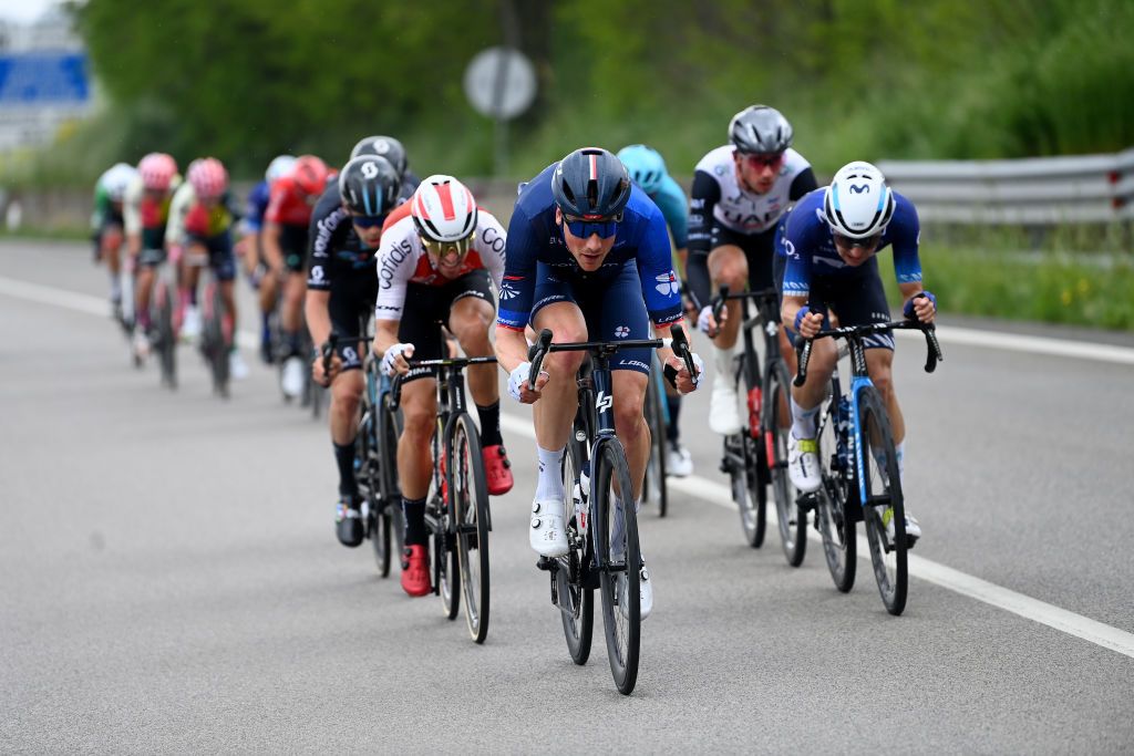 LAGO LACENOBAGNOLI IRPINO ITALY MAY 09 Stefan Kng of Switzerland and Team Groupama FDJ competes during the 106th Giro dItalia 2023 Stage 4 a 175km stage from Venosa to Lago Laceno 1059m Bagnoli Irpino UCIWT on May 09 2023 in Lago Laceno 1059m Bagnoli Irpino Italy Photo by Tim de WaeleGetty Images