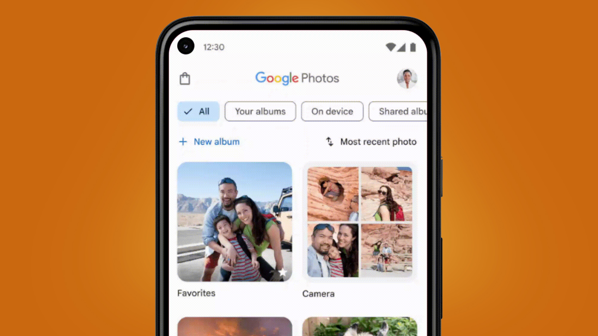 A smartphone screen showing the Google Photos app