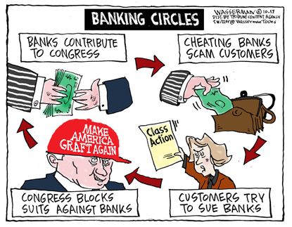 Political cartoon U.S. Trump banking regulations