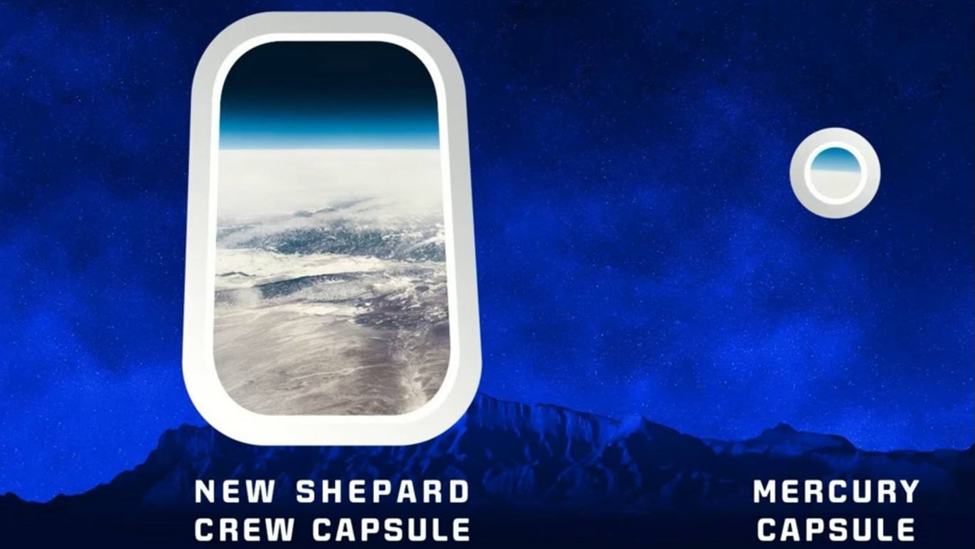 illustration showing two spacecraft windows for comparison, with one much larger than the other