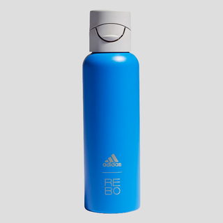 rebo and adidas water bottle in blue with drinking tracker