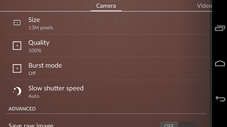 Still image settings menu