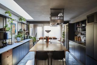 a modern kitchen with an island