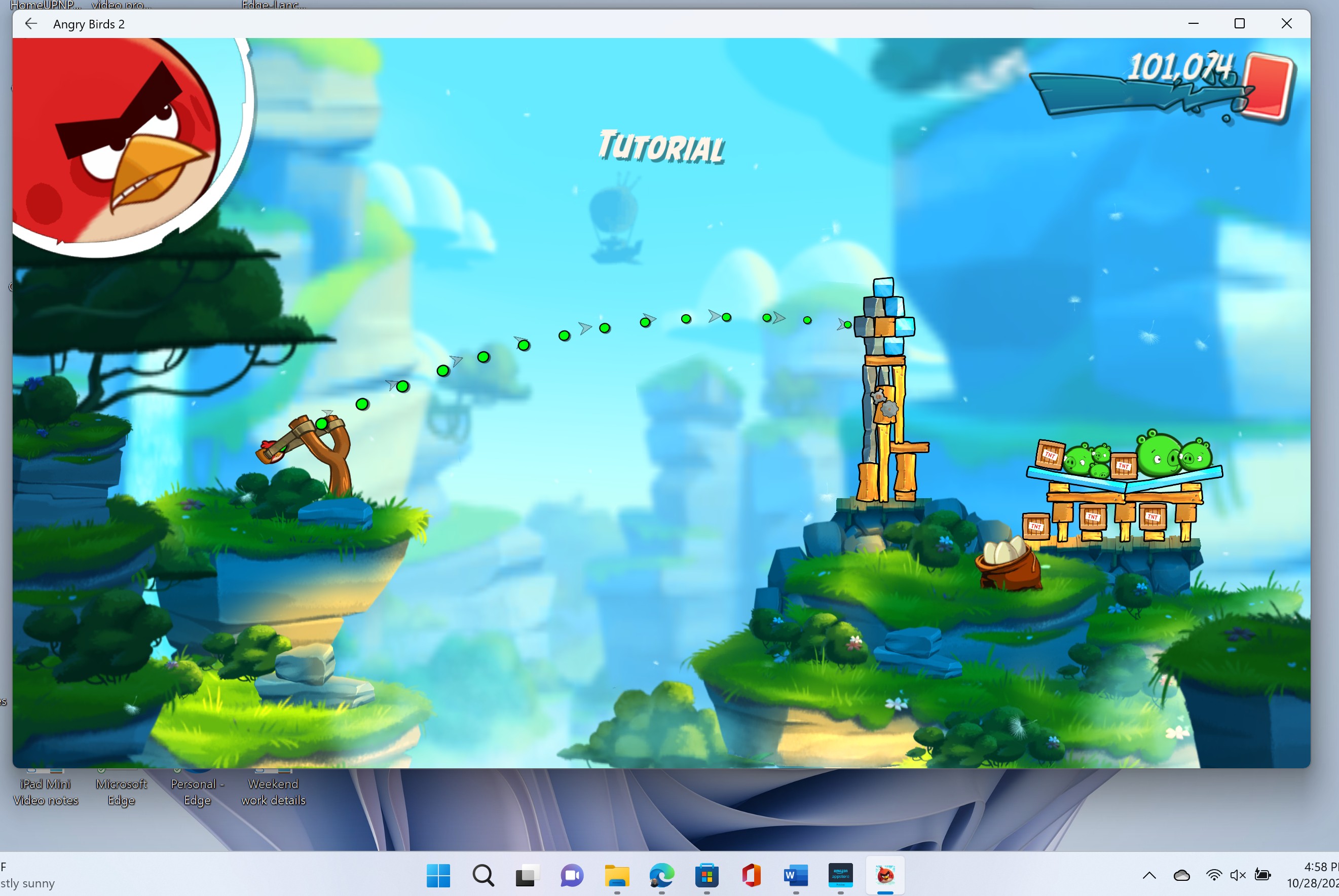 Amazon App Store sur Microsoft Surface Pro 5G : jouer à Angry Birds 2