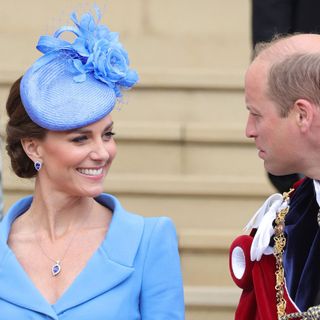 Britain's Prince William, Duke of Cambridge (R) and Britain's Catherine, Duchess of Cambridge, (L) attend the Most Noble Order of the Garter Ceremony at St George's Chapel, in Windsor Castle, in Windsor, west of London on June 13, 2022. - The Order of the Garter is the oldest and most senior Order of Chivalry in Britain, established by King Edward III nearly 700 years ago.