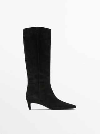 Split Leather Heeled Boots