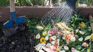 Watering compost heap