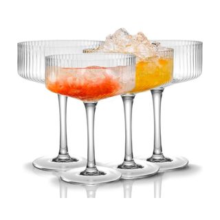 Ribbed champagne coupes