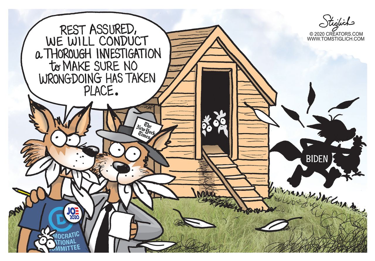 Political Cartoon U.S. Biden media Tara Reade bias DNC