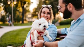 Couple with maltese terrier