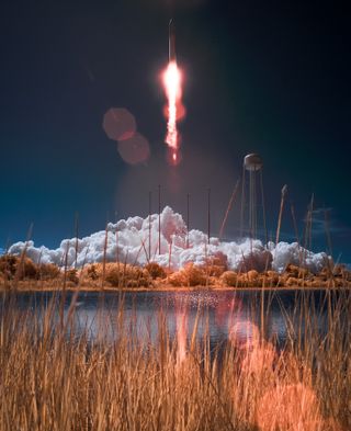Antares Rocket Launch False Color Infrared