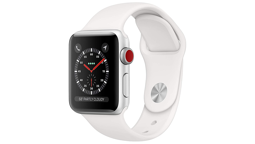 The white Apple Watch Series 3 as sold on Amazon.