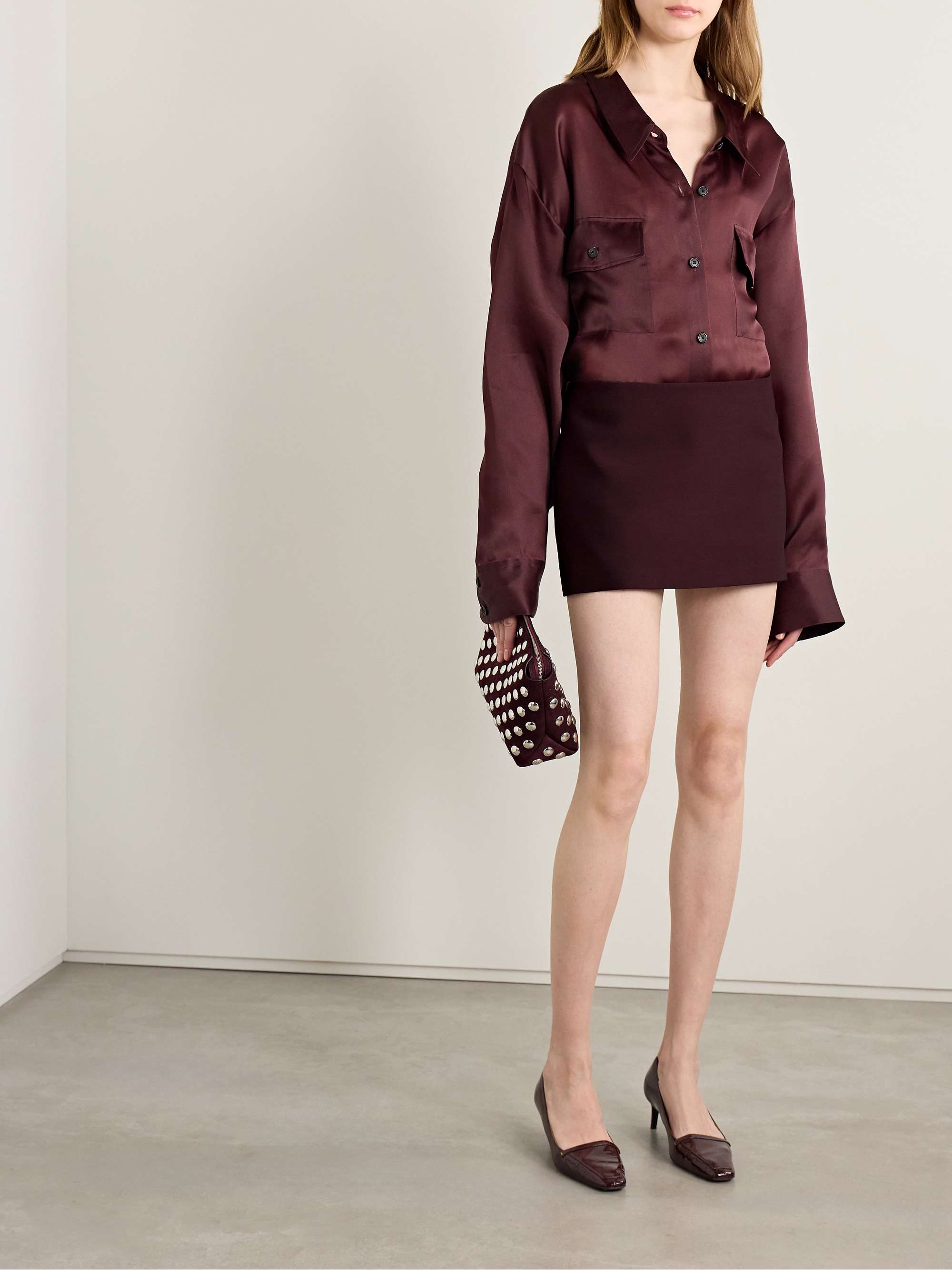 Jett Wool and Silk-Blend Crepe Mini Skirt