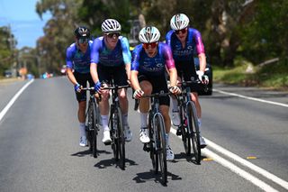 Zac Marriage, Jackson Medway, Joshua Cranage and Dylan Proctor-Parker on the attack at the Cadel Evans Great Ocean Road Race.