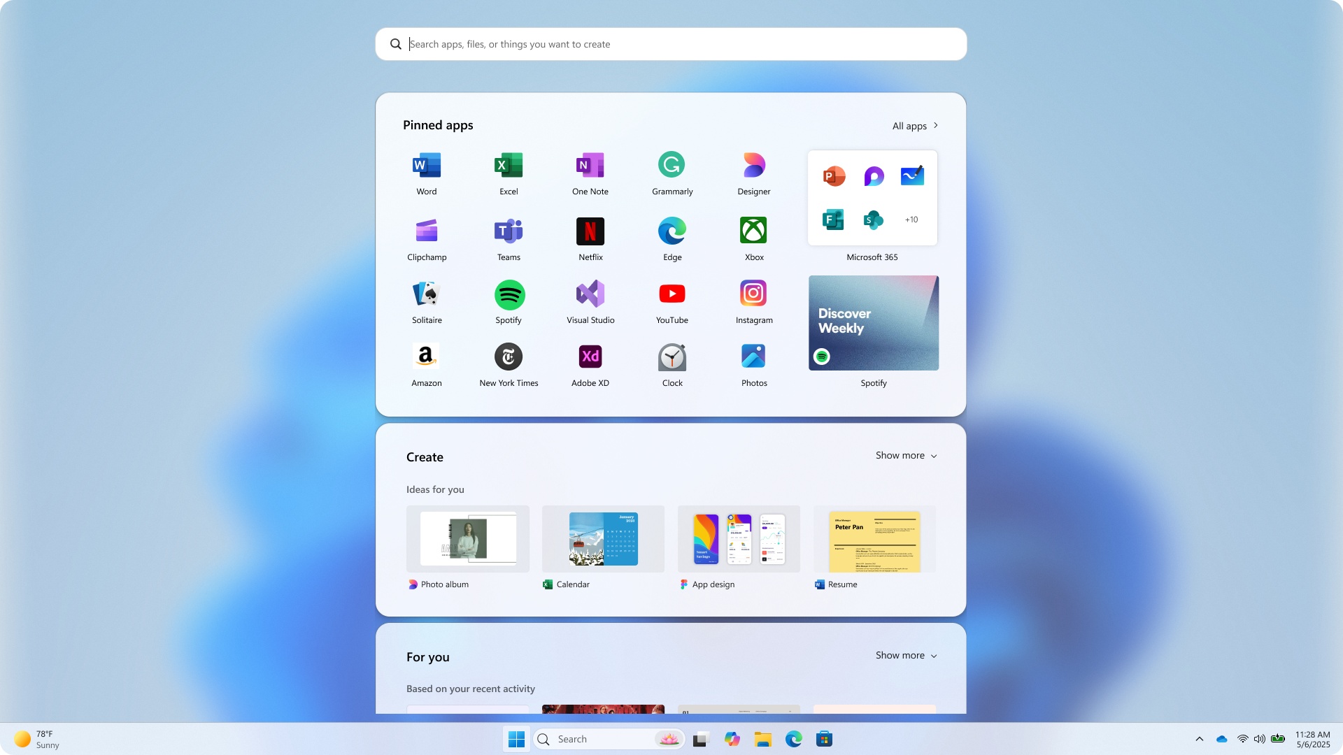 Windows 11 Start menu exploration
