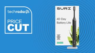 Suri electric toothbrush on a blue background