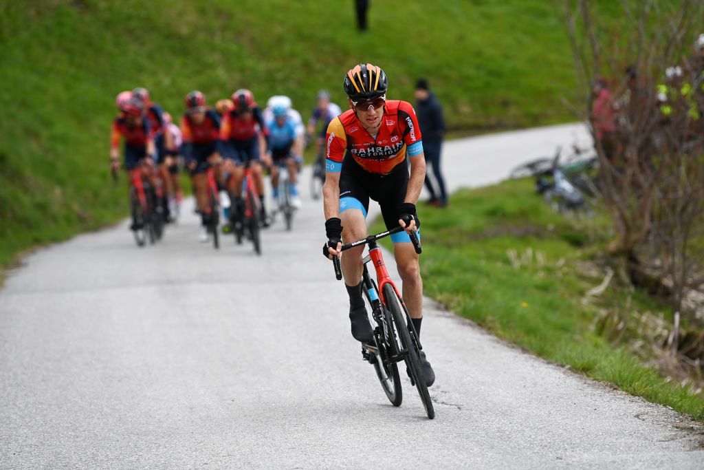 ALPBACH AUSTRIA APRIL 17 Jack Haig of Australia and Team Bahrain Victorious attacks during the 46th Tour of the Alps 2023 Stage 1 a 1275km stage from Rattenberg to Alpbach 984m on April 17 2023 in Alpbach Austria Photo by Tim de WaeleGetty Images