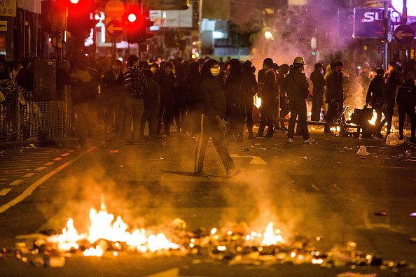 Rioters in Hong Kong.