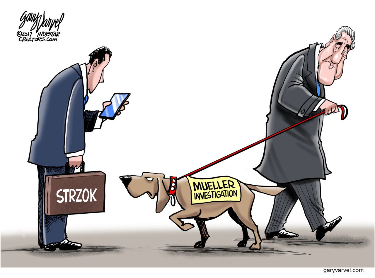 Political cartoon U.S. Russia probe Mueller Strzok