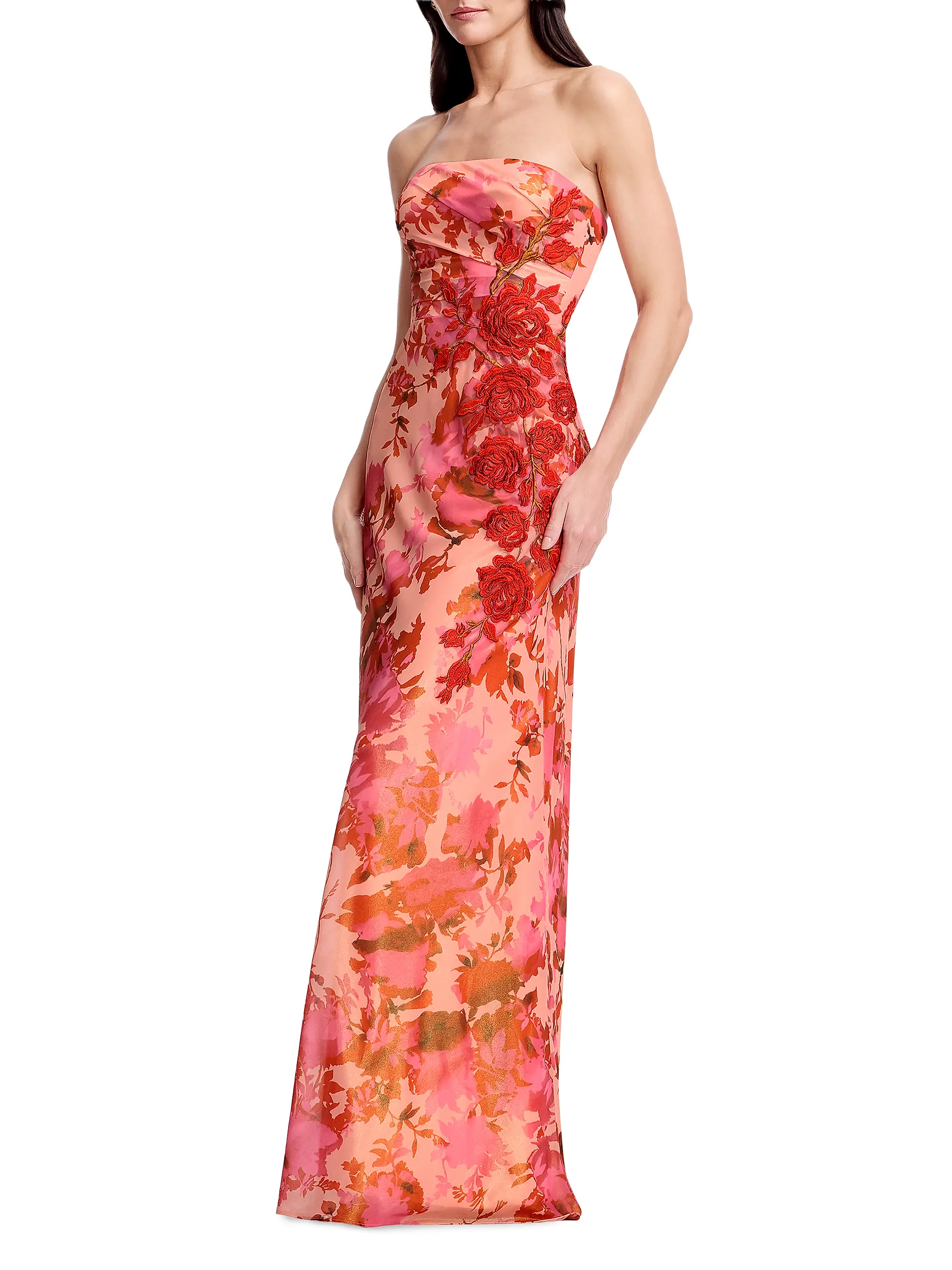 Kinley Floral Strapless Gown