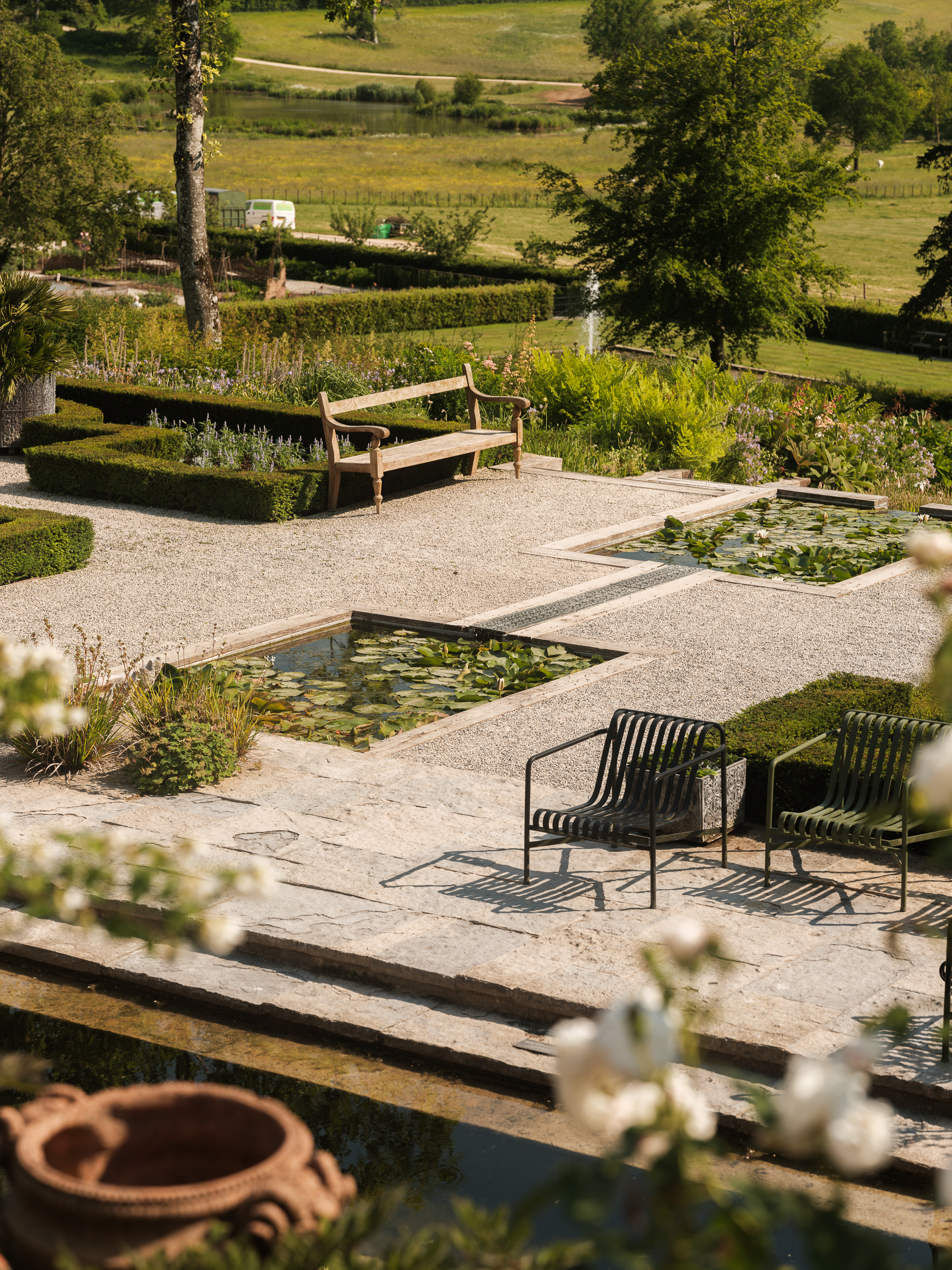 water feature ponds at The Newt in Somerset