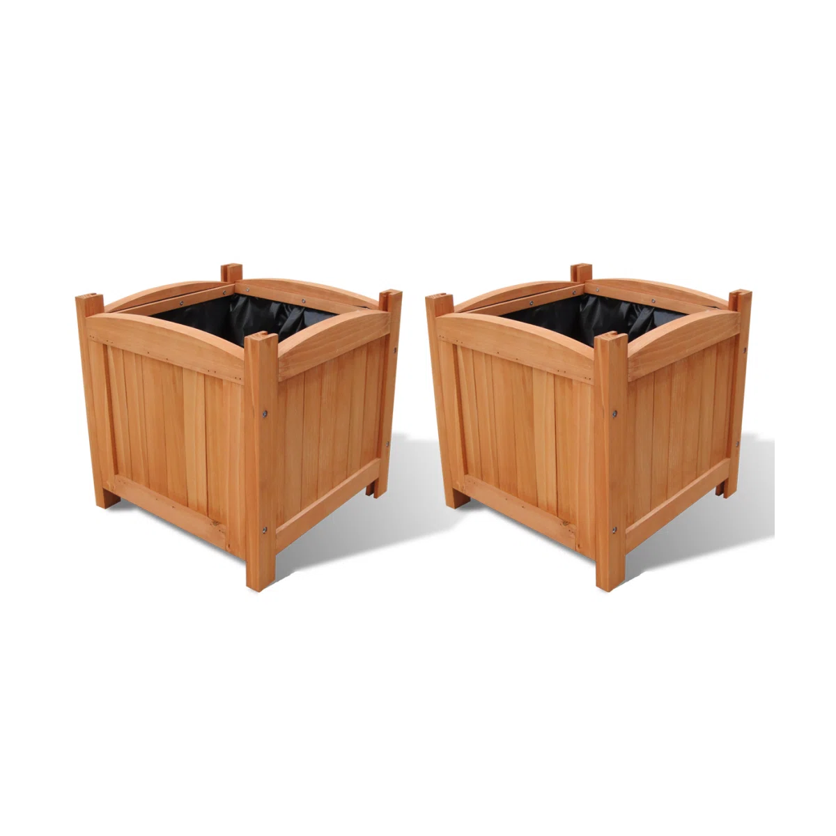 matching set of two wooden square planters