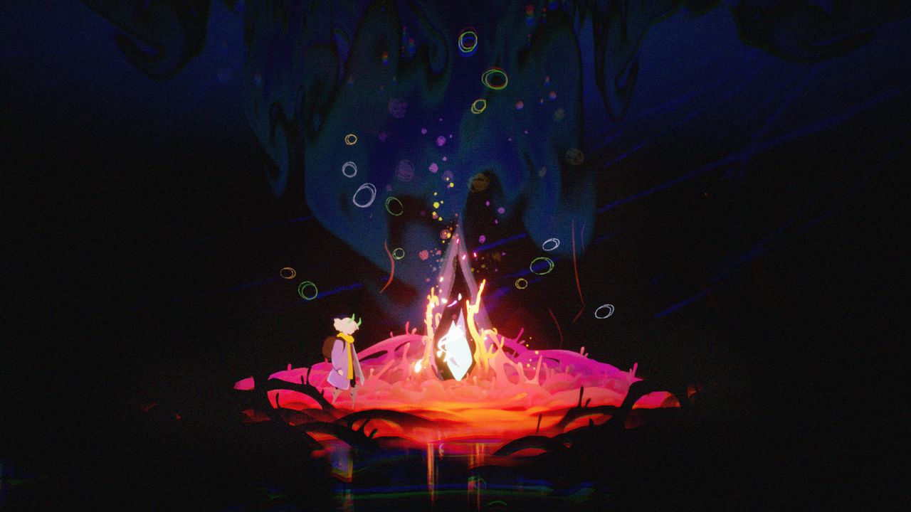possessor protagonist approaching strange bonfire