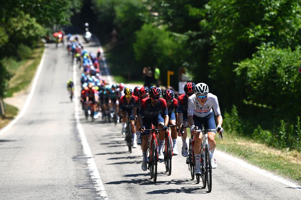 TURIN ITALY MAY 21 Ben Swift of United Kingdom and Team INEOS Grenadiers leads the peloton during the 105th Giro dItalia 2022 Stage 14 a 147km stage from Santena to Torino Giro WorldTour on May 21 2022 in Turin Italy Photo by Tim de WaeleGetty Images