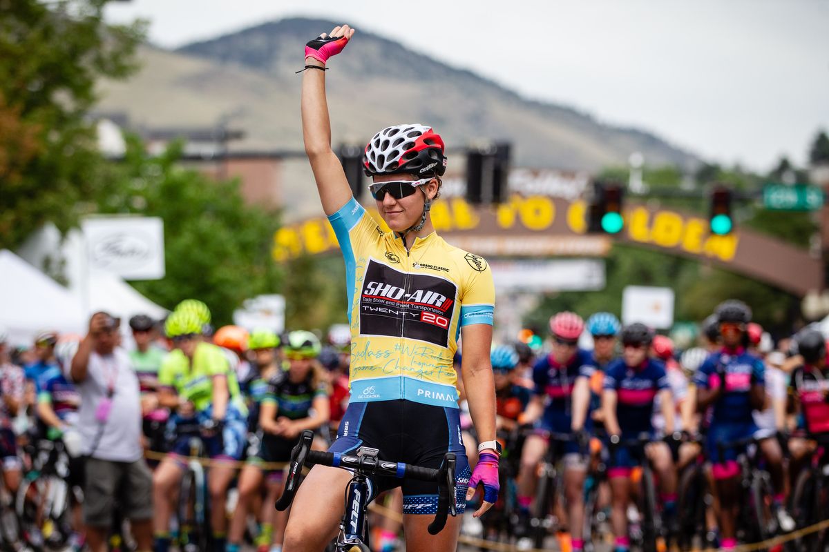 Chloe Dygert (Sho-Air Twenty20) on the start line for stage 3 of the Colorado Classic on August 24, 2019 in Golden, Colorado.
