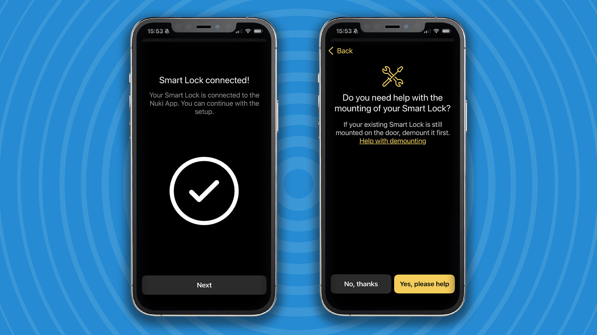 Setup options fo rUltion Nuki smart lock in mobile app