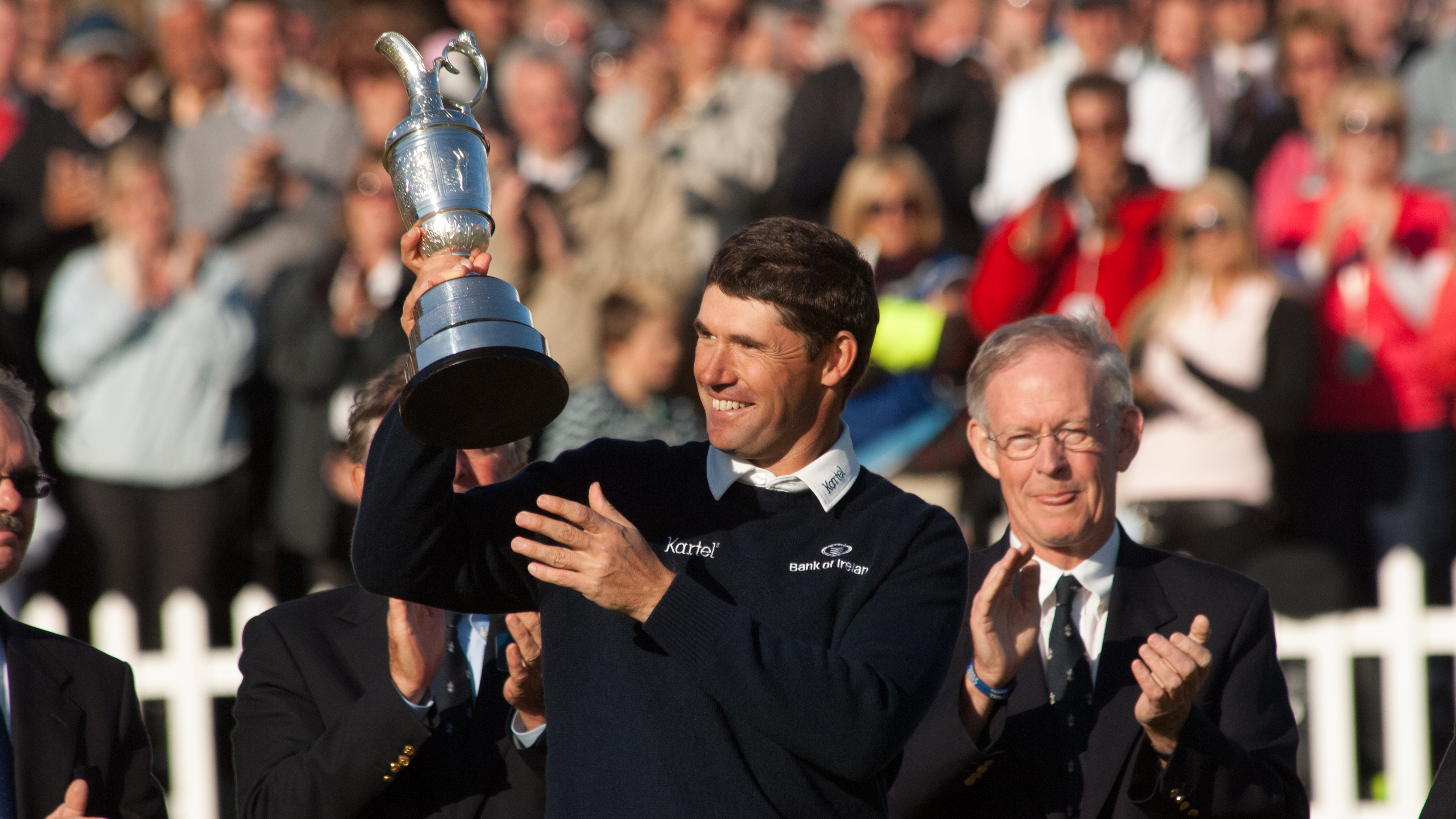Padraig Harrington holding the Claret Jug after his 2008 Open Championship success around Royal Birkdale