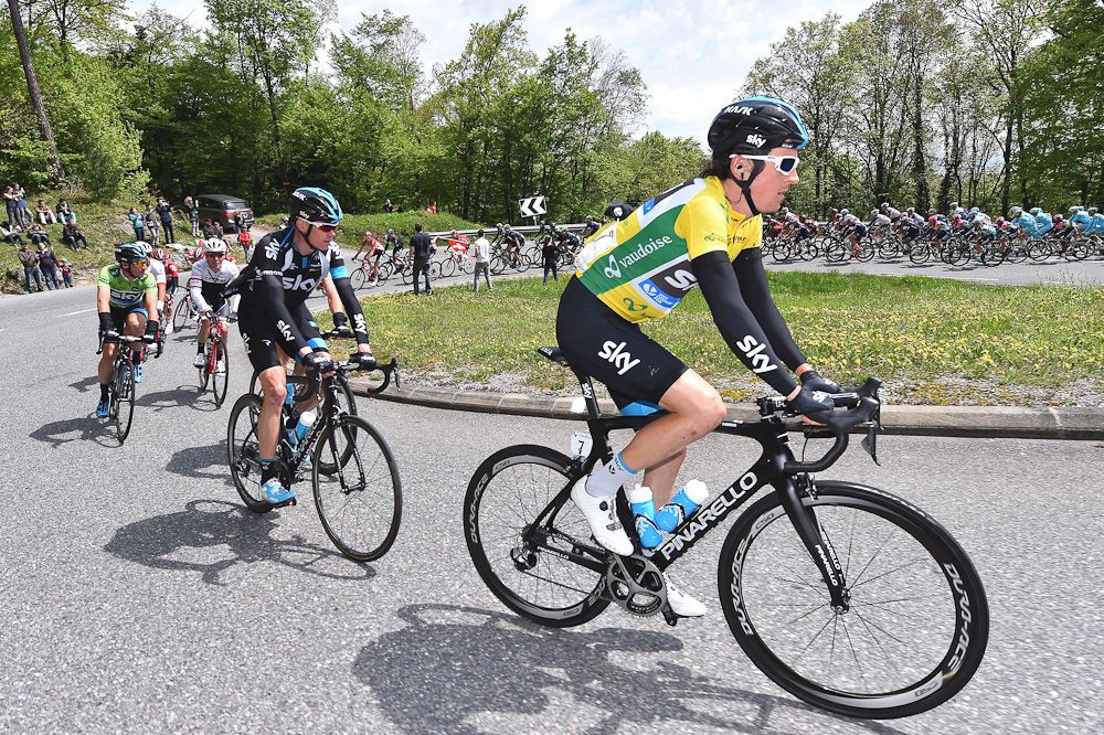 Geraint Thomas in yellow.