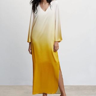 silky white and yellow gradient dress