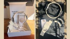 BetterMe app Pilates Power Kit set up in Grace Walsh's living room and garden on yoga mat