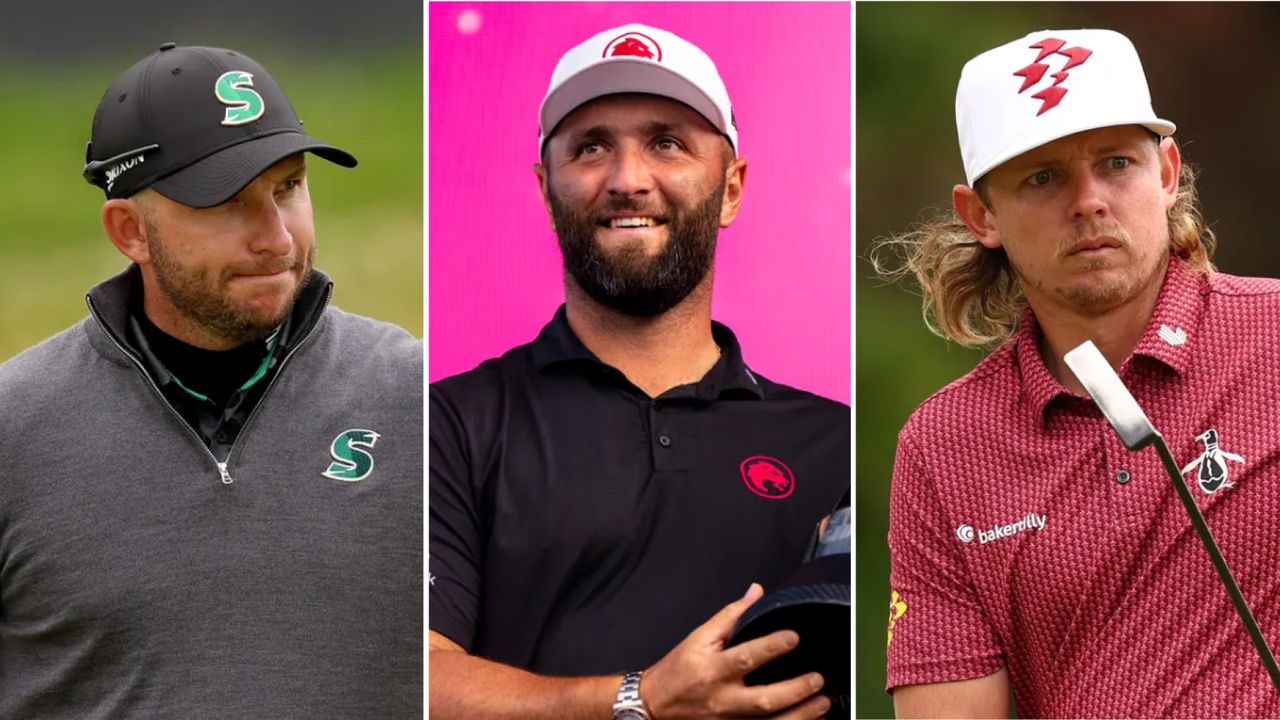 Dean Burmester (left), Jon Rahm (centre) and Cameron Smith (right)