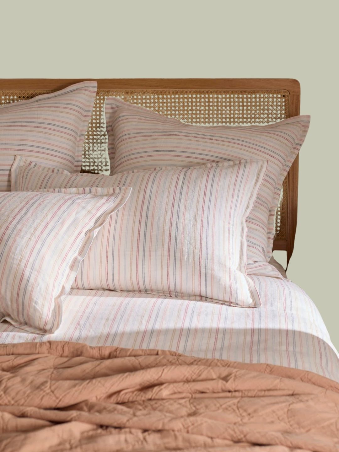 Secret Linen Store, Olivia Stripe 100% Linen Square Pillow