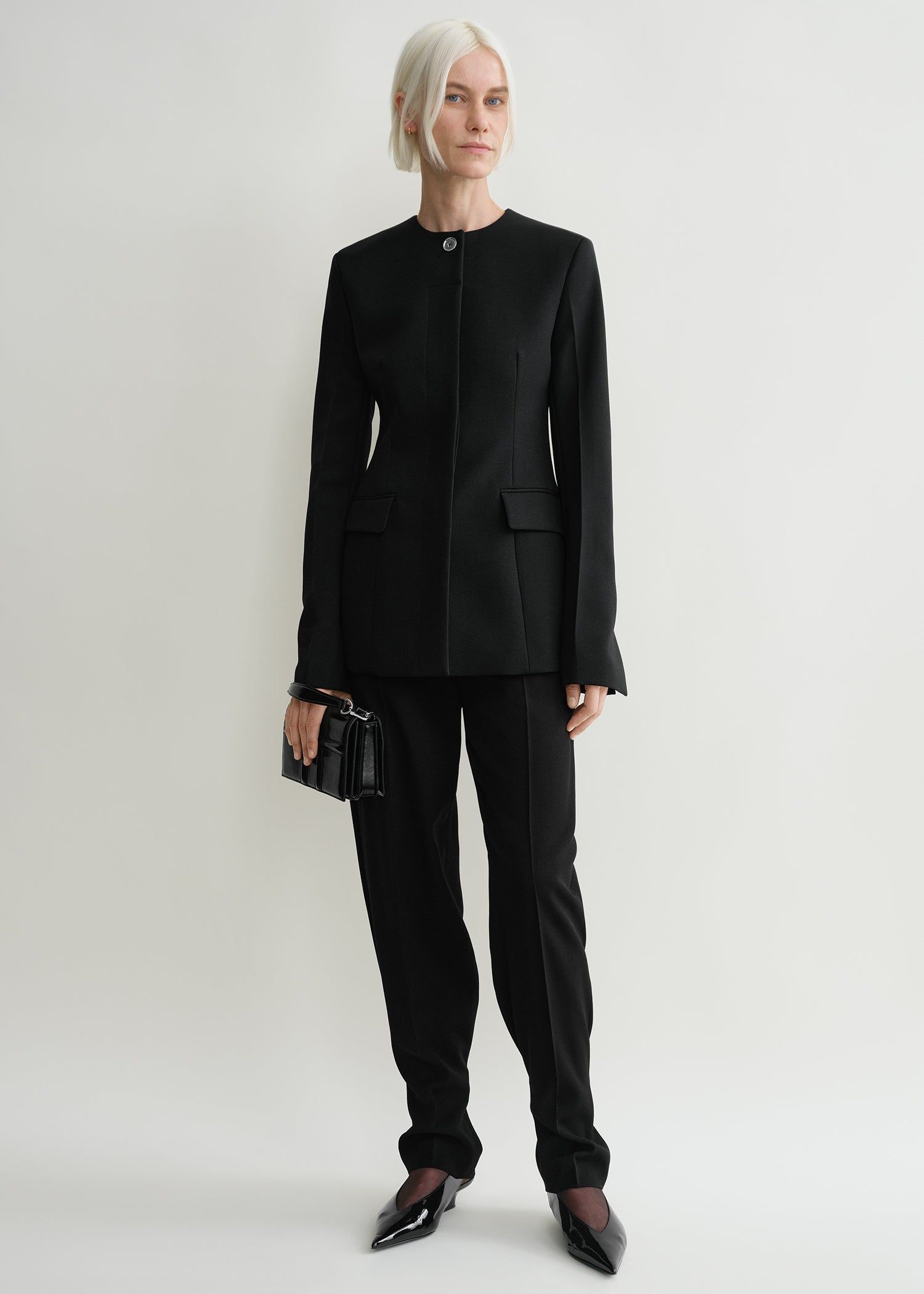 Collarless Cinched Jacket Black - 30