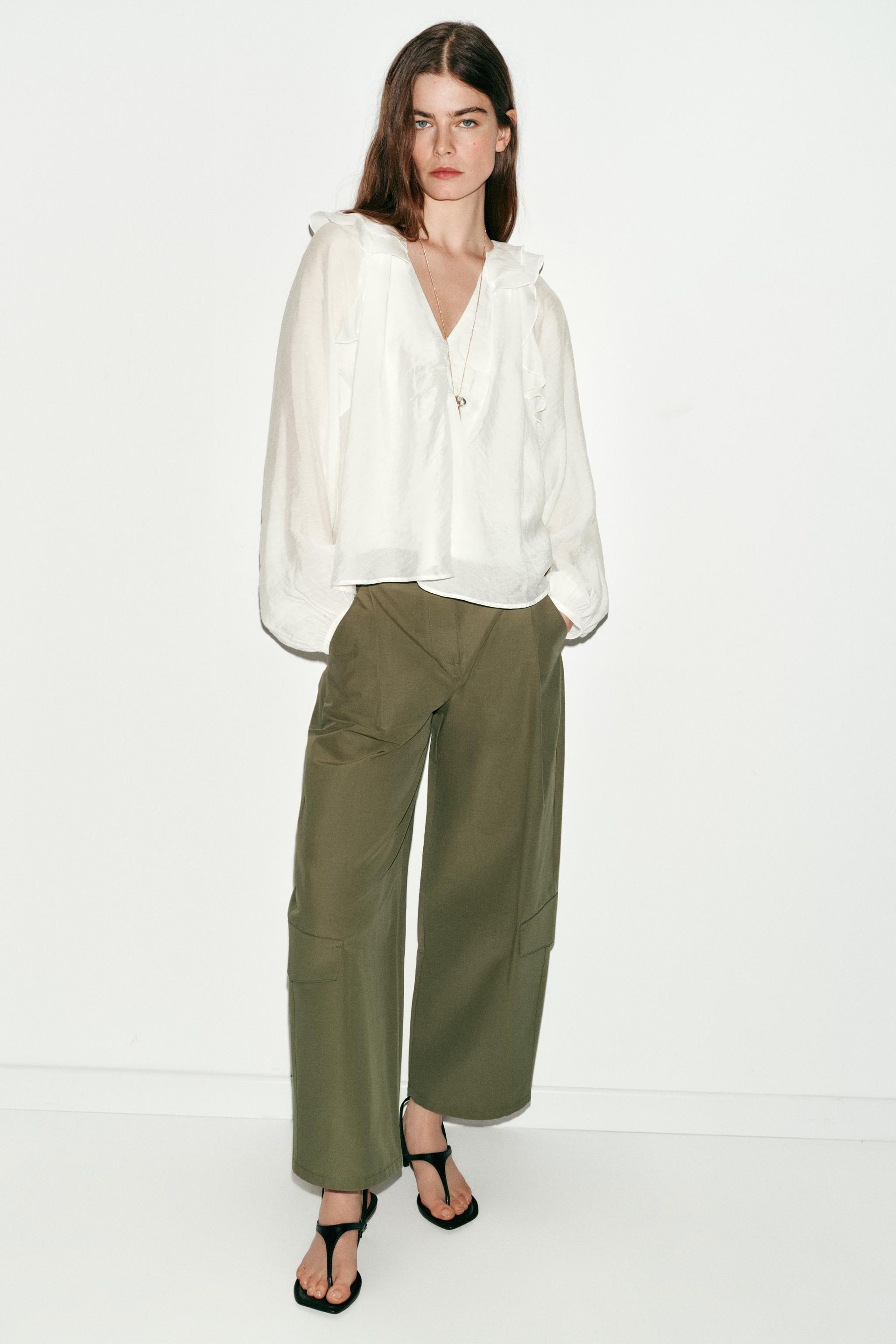 Ruffled Blouse With Gathered Detail