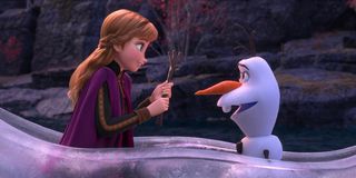 Anna and Olaf in a boat in Frozen II