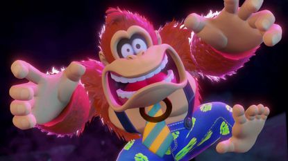 Donkey Kong Bananza DK looking confused and surprised